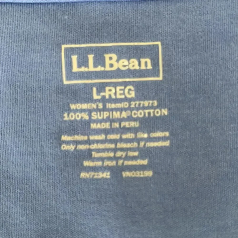 L.L.Bean Women 100% Supima Cotton Open Blue Lilac Cardigan Light Sweater sz L
